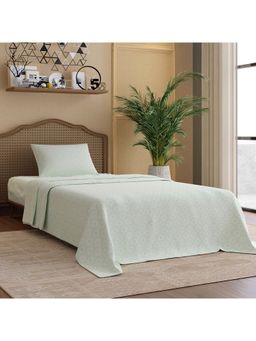 Boutique Living - Cottage Garden Cotton 300TC Green Floral Bedsheet with 1 Pillow Cover (Single)