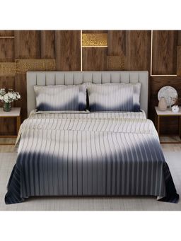 Boutique Living - Gardenia Augusta Cotton 300TC Grey Stripes Bedsheet with 2 Pillow Covers (King)