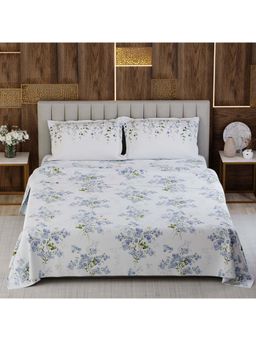 Boutique Living - Gardenia Augusta Cotton 300TC White Floral Bedsheet with 2 Pillow Covers (King)