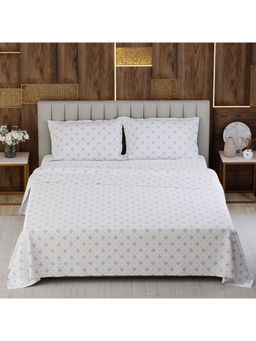 Boutique Living - Gardenia Augusta Cotton 300TC White Bedsheet with 2 Pillow Covers (Super King)