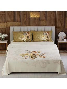 Boutique Living - Gardenia Augusta Cotton 300TC Beige Bedsheet with 2 Pillow Covers (Super King)
