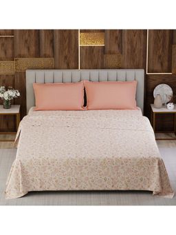 Boutique Living - Gardenia Augusta Cotton 300TC Beige Bedsheet with 2 Pillow Covers (Super King)