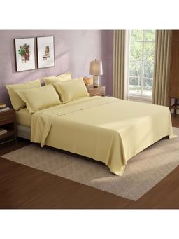 Boutique Living - Cotton Charm Cotton 400TC Yellow Solid Bedsheet with 4 Pillow Covers (King)