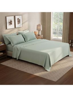 Boutique Living - Cotton Charm Cotton 400TC Grey Solid Bedsheet with 4 Pillow Covers (King)