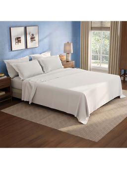 Boutique Living - Cotton Charm Cotton 400TC White Solid Bedsheet with 4 Pillow Covers (King)