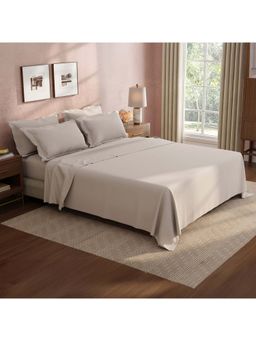 Boutique Living - Cotton Charm Cotton 400TC Grey Solid Bedsheet with 4 Pillow Covers (King)