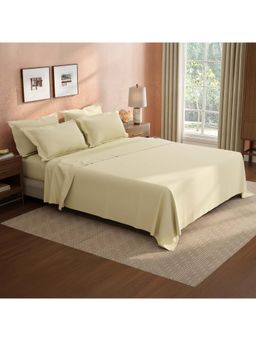 Boutique Living - Cotton Charm Cotton 400TC Cream Solid Bedsheet with 4 Pillow Covers (King)
