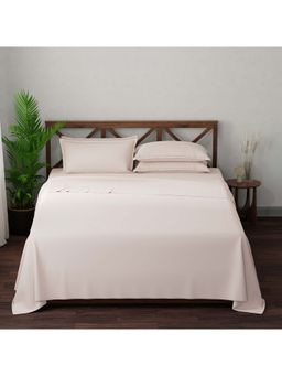 Boutique Living - Emblem Cotton 300TC Pink Solid Bedsheet with 4 Pillow Covers (King)