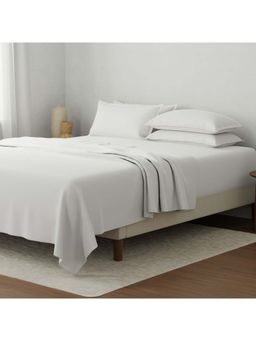 Boutique Living - Natures Bamboo Cotton 180TC White Solid Bedsheet with 2 Pillow Covers (King)