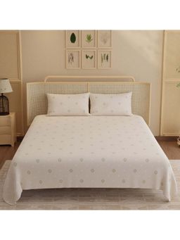 Boutique Living - Indo Musk Kasturi Cotton 200TC Cream Ethnic Bedsheet with 2 Pillow Covers (King)