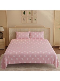 Boutique Living - Indo Musk Kasturi Cotton 200TC Pink Bedsheet with 2 Pillow Covers (King)