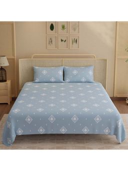 Boutique Living - Indo Musk Kasturi Cotton 200TC Blue Bedsheet with 2 Pillow Covers (King)
