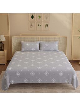 Boutique Living - Indo Musk Kasturi Cotton 200TC Grey Bedsheet with 2 Pillow Covers (King)