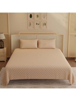 Boutique Living - Indo Musk Kasturi Cotton 200TC Brown Print Bedsheet with 2 Pillow Covers (King)