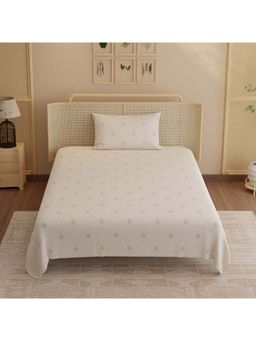 Boutique Living - Indo Musk Kasturi Cotton 200TC Beige Ethnic Bedsheet with 1 Pillow Cover (Single)