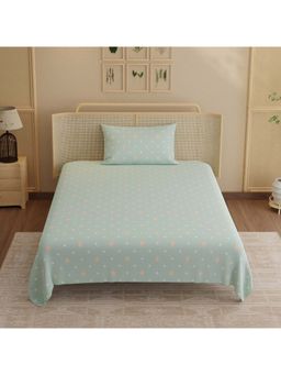 Boutique Living - Indo Musk Kasturi Cotton 200TC Blue Ethnic Bedsheet with 1 Pillow Cover (Single)