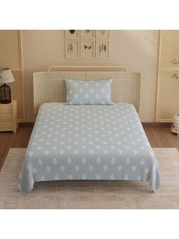 Boutique Living - Indo Musk Kasturi Cotton 200TC Grey Ethnic Bedsheet with 1 Pillow Cover (Single)