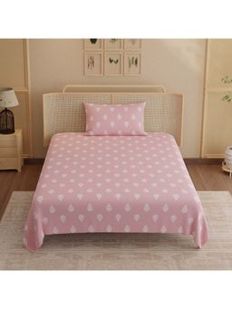 Boutique Living - Indo Musk Kasturi Cotton 200TC Pink Ethnic Bedsheet with 1 Pillow Cover (Single)