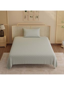 Boutique Living - Indo Musk Kasturi Cotton 200TC Grey Ethnic Bedsheet with 1 Pillow Cover (Single)