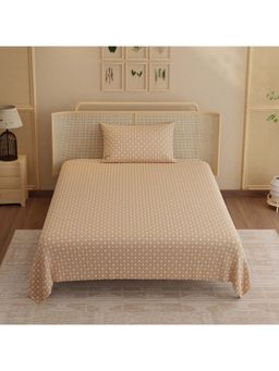 Boutique Living - Indo Musk Kasturi Cotton 200TC Brown Ethnic Bedsheet with 1 Pillow Cover (Single)
