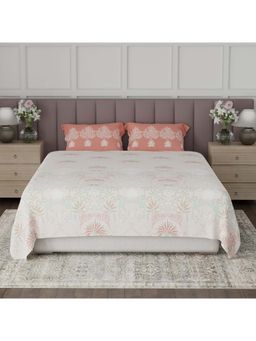 Boutique Living - Valatia Tarang Cotton 200TC Peach Floral Bedsheet with 2 Pillow Covers (King)