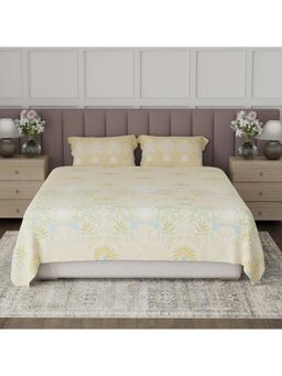 Boutique Living - Valatia Tarang Cotton 200TC Yellow Floral Bedsheet with 2 Pillow Covers (King)