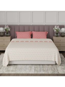 Boutique Living - Valatia Tarang Cotton 200TC Pink Floral Bedsheet with 2 Pillow Covers (King)