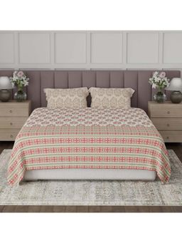 Boutique Living - Valatia Tarang Cotton 200TC Red Floral Bedsheet with 2 Pillow Covers (King)