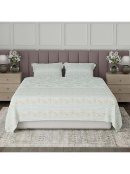 Boutique Living - Valatia Tarang Cotton 200TC Green Floral Bedsheet with 2 Pillow Covers (King)