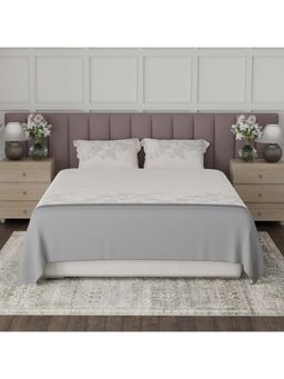 Boutique Living - Valatia Breezy Jaipur Cotton 200TC Grey Floral Bedsheet with 2 Pillow Covers (King)