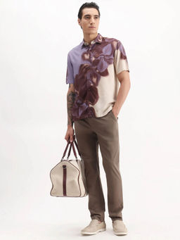 Rare Rabbit - Dark Brown Polyester Fabric Regular Fit Plain Trouser