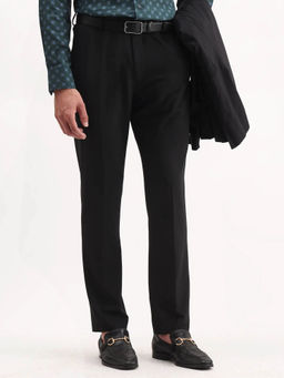 Rare Rabbit - Black Polyester Fabric Plain Trouser