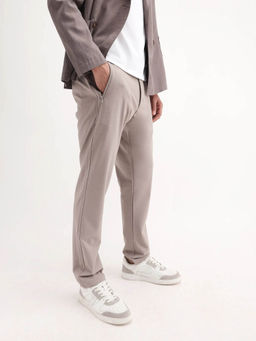 Rare Rabbit - Beige Polyester Blend Fabric Plain Trouser