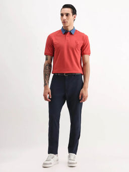 Rare Rabbit - Navy Blue Polyester Blend Plain Trouser