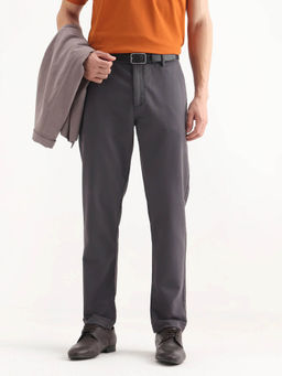 Rare Rabbit - Dark Grey Cotton Blend Regular Fit Trouser