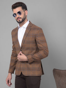 CRIMSOUNE CLUB - Mens Brown Checked Blazer