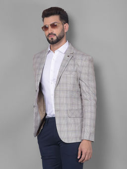 CRIMSOUNE CLUB - Mens Beige Checked Blazer