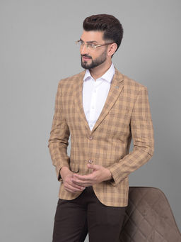 CRIMSOUNE CLUB - Mens Beige Checked Blazer