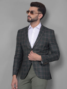 CRIMSOUNE CLUB - Mens Green Checked Blazer