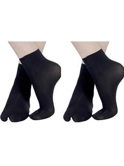 NEXT2SKIN - Womens Nylon Ankle Length Opaque Thumb Socks - Pack of 2 - Black