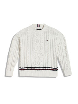 Tommy Hilfiger - Boys White Colorblock Woven Sweater