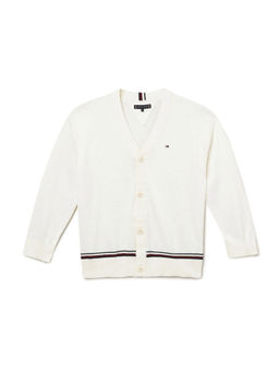 Tommy Hilfiger - Boys White Solid Cardigan