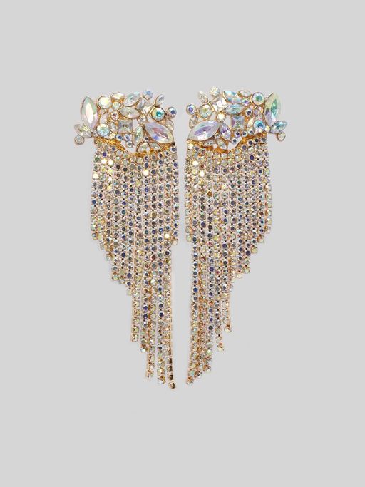 Niscka Gold Plated Magnificent American Diamond & Cz Studded Dangler Earrings