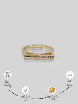 Niscka - Multi-Color Cubic Zircon Stone Studded Gold Ring