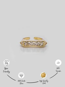 Niscka - Scissor Cut Zircon Studded Gold Ring