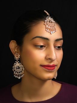 Niscka - Rose Gold Plated American Diamond & Cz Studded Combo Set