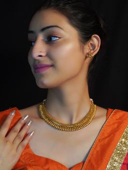 Niscka - Classy 18K Gold Plated Traditional Wedding Choker Necklace with Earring