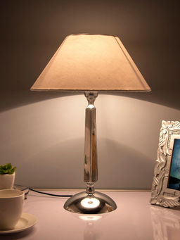 Homesake - Cubist Chrome Lamp White Cone Shade