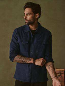 Andamen - Indigo Men Pure Cotton Textured Regular Fit Shirt
