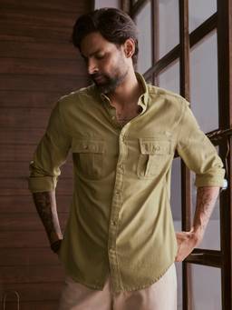 Andamen - Green Men's Pure Cotton Explorer Slim Fit Shirt